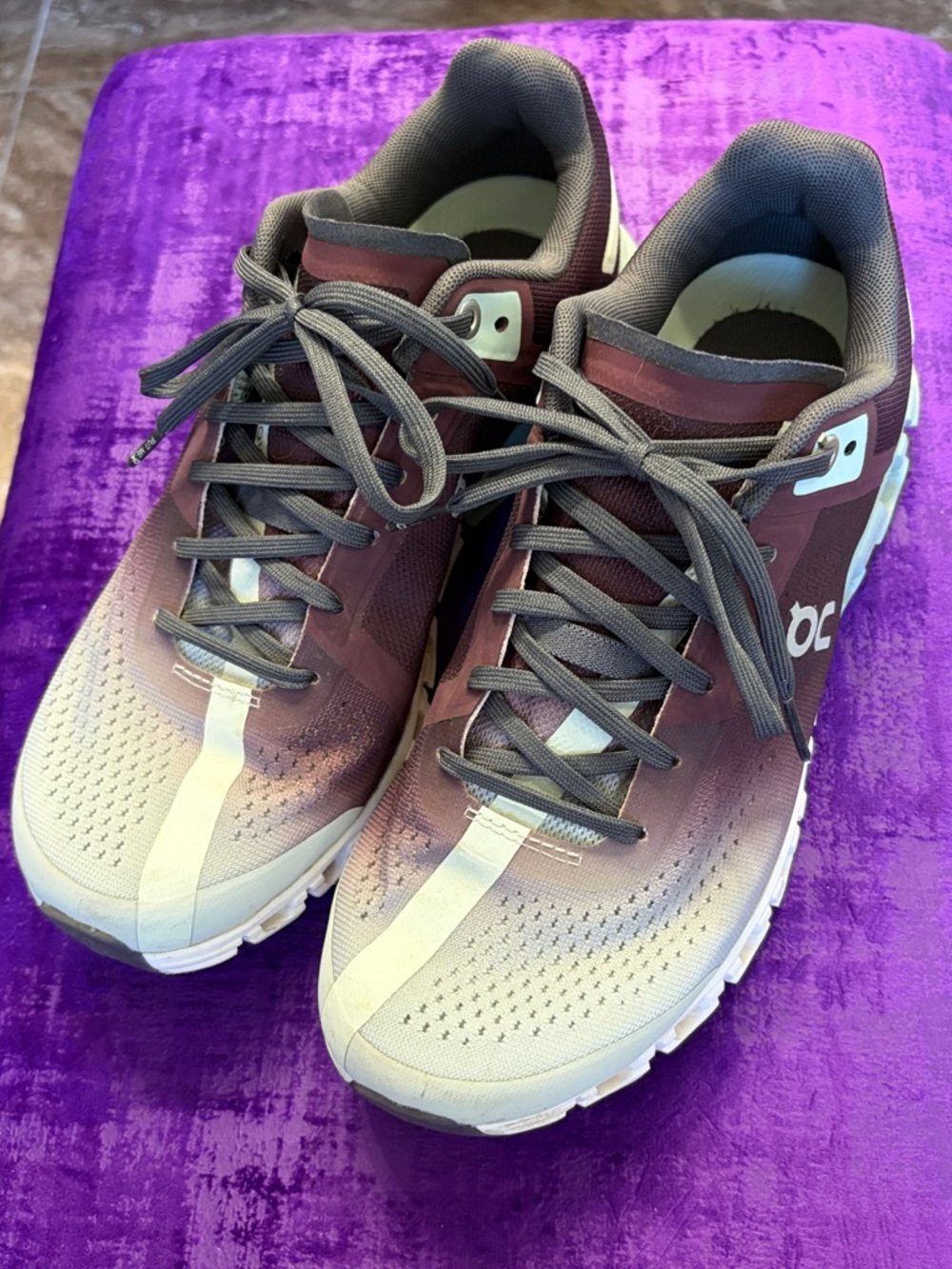 On Running Women's Ombre Burgundy to Gray Athletic Shoes